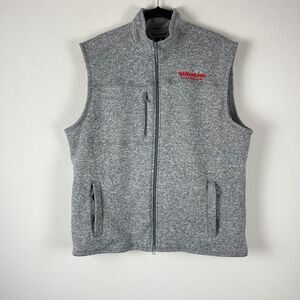 Johnnie O Wes Vest Mens XL Gray Full Zip Fleece Pockets Casual Milestone Logo